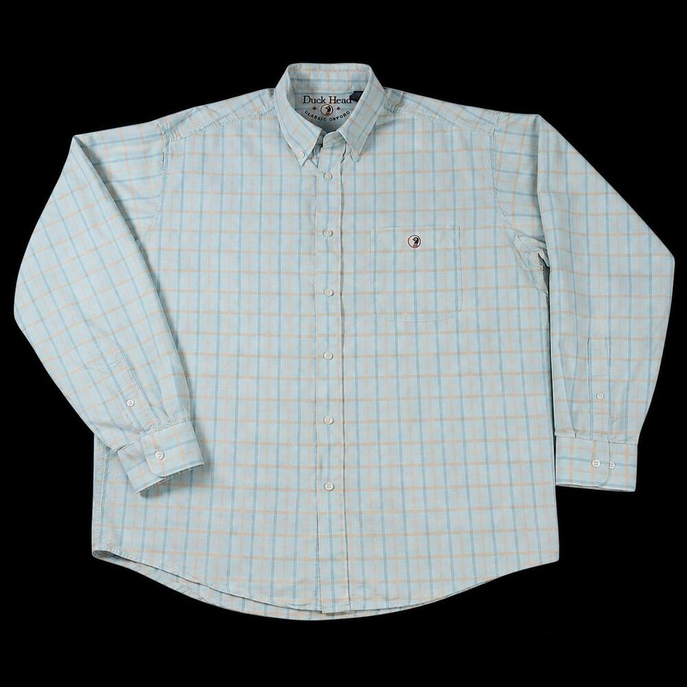 Duck Head Classic Oxford Light Green Plaid Button-Down Shirt Men's Large